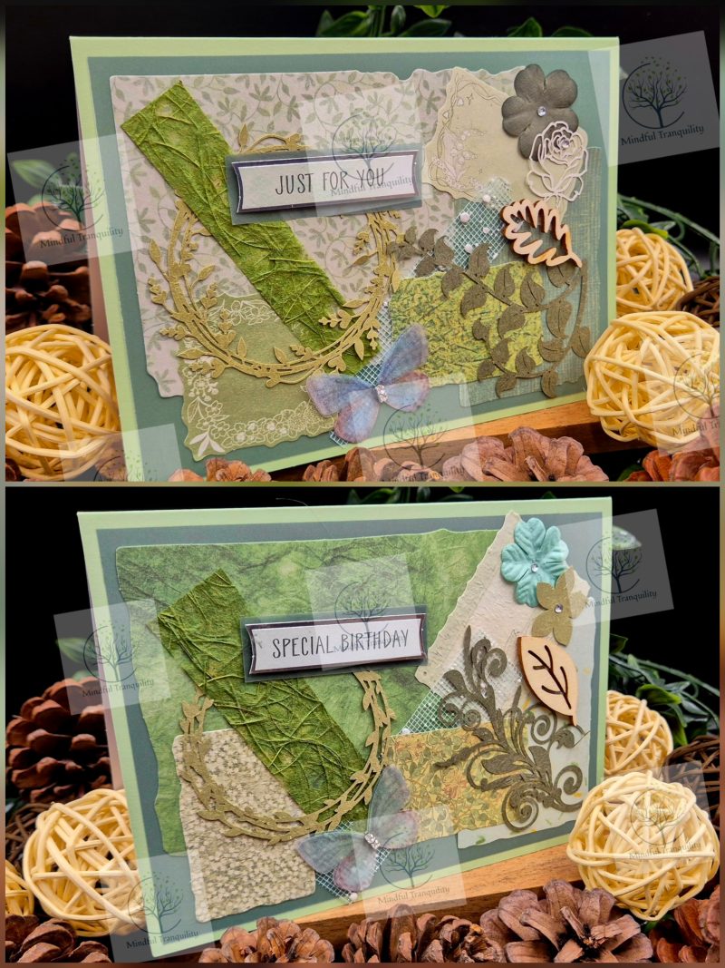 Luxury Handmade Mixed Media Greeting Cards | Floral Botanical Butterfly