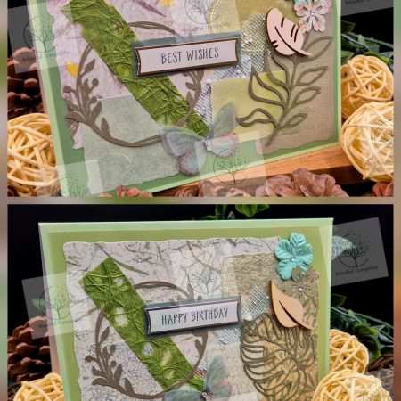 Luxury Handmade Mixed Media Greeting Cards | Floral Botanical Butterfly