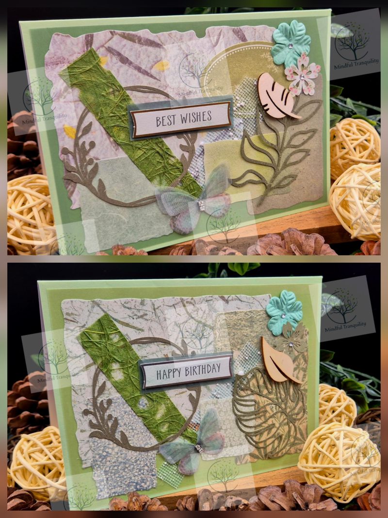 Luxury Handmade Mixed Media Greeting Cards | Floral Botanical Butterfly