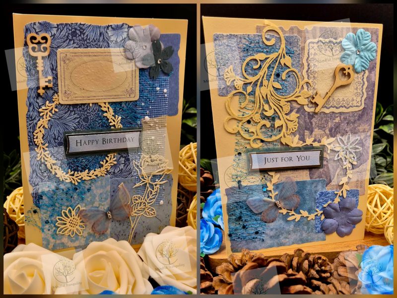 Luxury Handmade Mixed Media Greeting Cards | Floral Botanical Butterfly