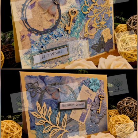 Luxury Handmade Mixed Media Greeting Cards | Floral Botanical Butterfly