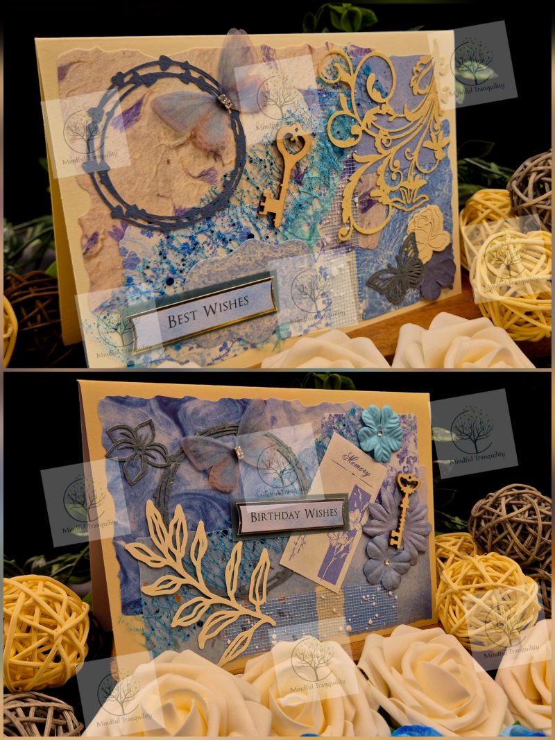 Luxury Handmade Mixed Media Greeting Cards | Floral Botanical Butterfly