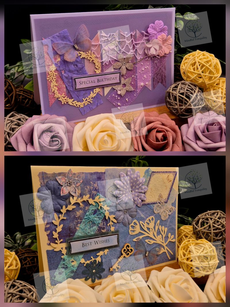 Luxury Handmade Mixed Media Greeting Cards | Floral Botanical Butterfly
