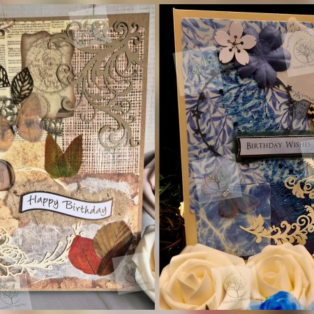 Luxury Handmade Mixed Media Greeting Cards | Floral Botanical Butterfly