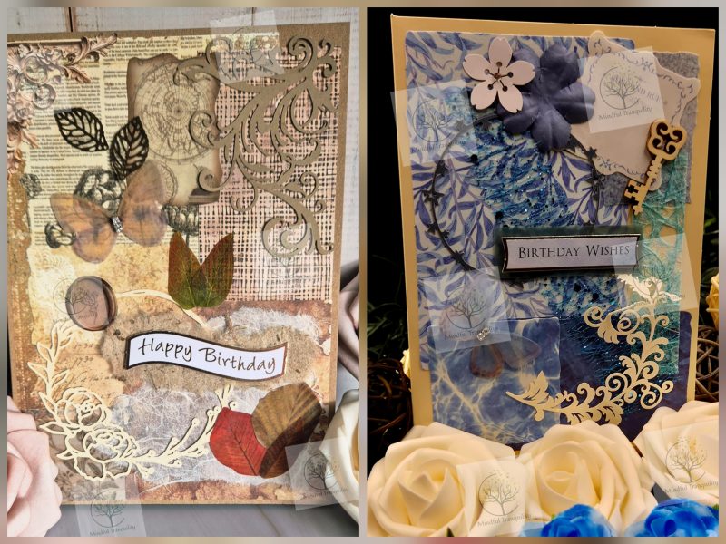 Luxury Handmade Mixed Media Greeting Cards | Floral Botanical Butterfly