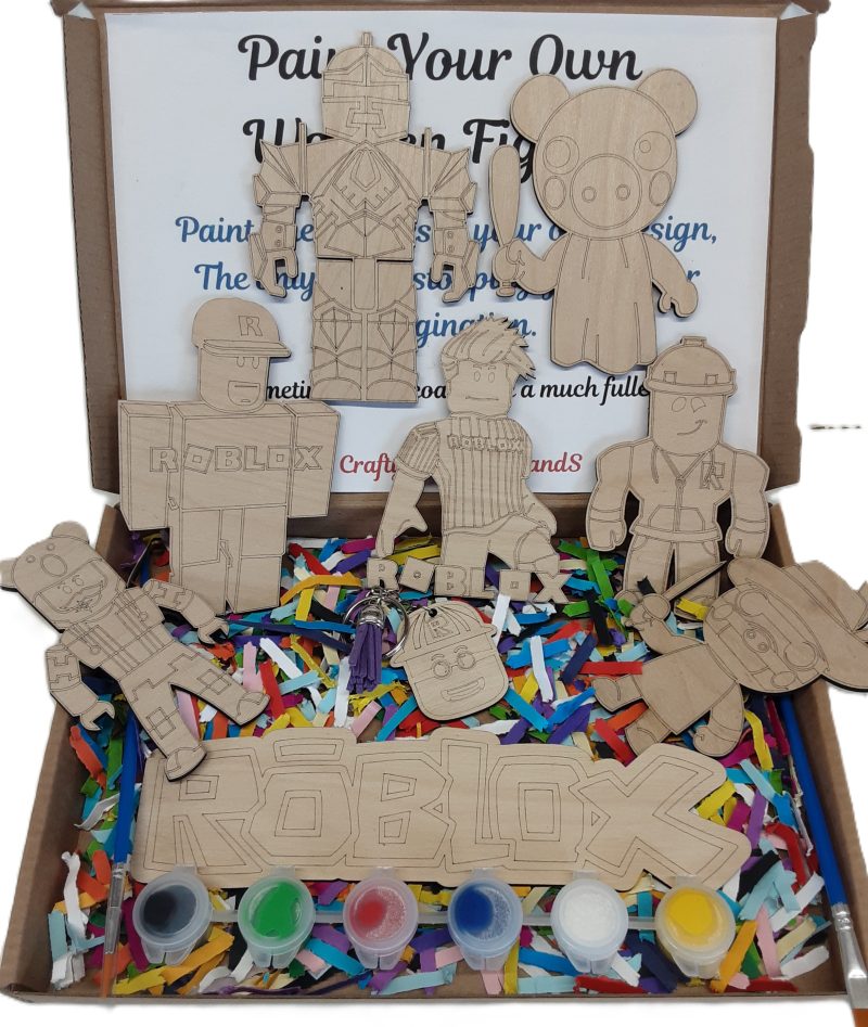 Roblox Wooden Figures, Paint your Own Craft Kit, Birthday Party Gifts