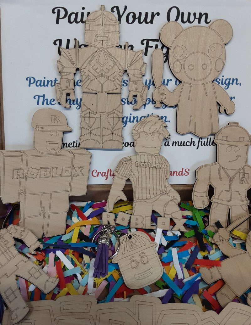 Roblox Wooden Figures, Paint your Own Craft Kit, Birthday Party Gifts