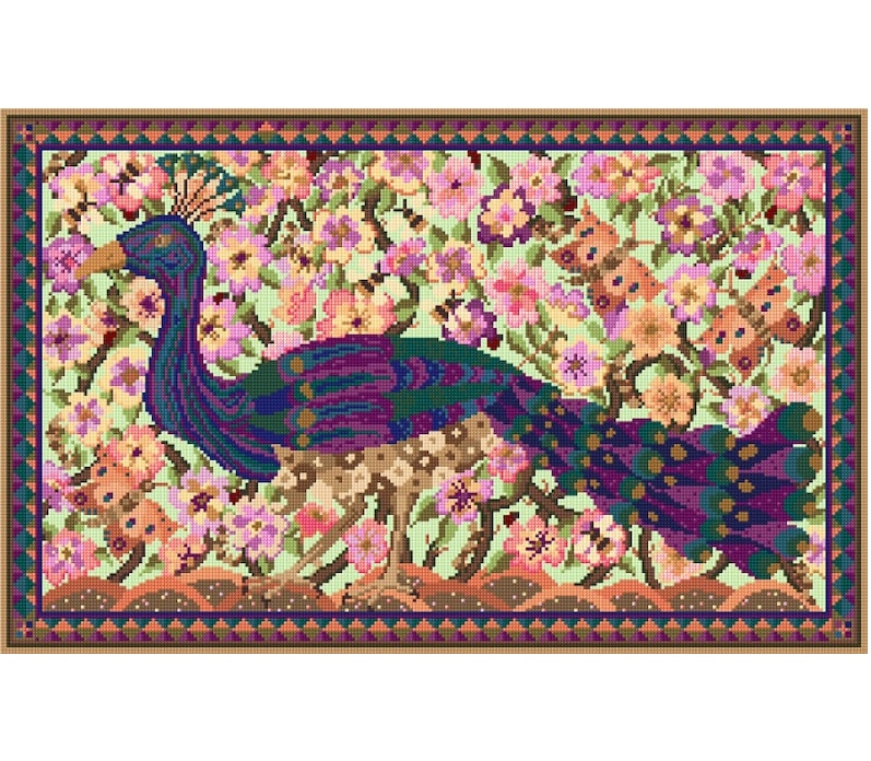 Peacock Tapestry Wall-hanging Kit To Sew In Counted Cross-stitch