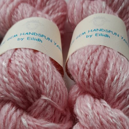 Hand Spun Yarn - Shetland Wool & Rose Fibre - Pink Rose