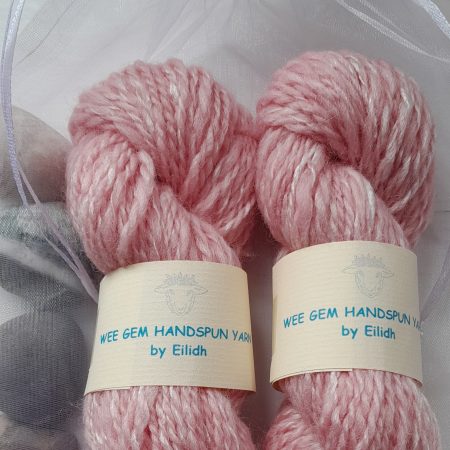 Hand Spun Yarn - Shetland Wool & Rose Fibre - Pink Rose
