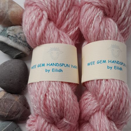 Hand Spun Yarn - Shetland Wool & Rose Fibre - Pink Rose