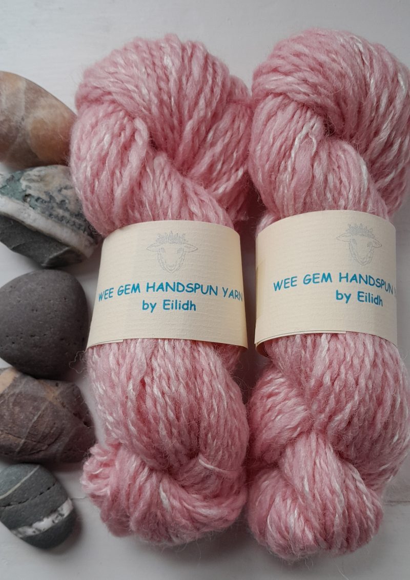 Hand Spun Yarn - Shetland Wool & Rose Fibre - Pink Rose
