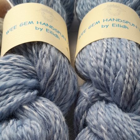 Hand Spun Yarn - Shetland Wool and Ramie (nettle fibre) - Blue Sky