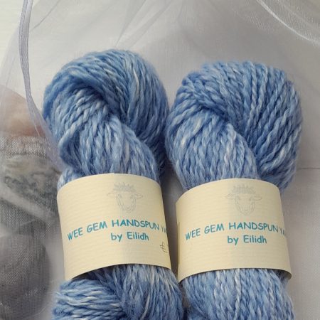 Hand Spun Yarn - Shetland Wool and Ramie (nettle fibre) - Blue Sky