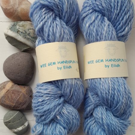 Hand Spun Yarn - Shetland Wool and Ramie (nettle fibre) - Blue Sky