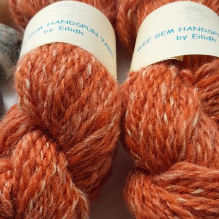 Hand Spun Yarn - Shetland Wool & Soy Bean Fibre - Orange Pumpkin