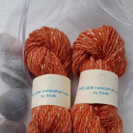 Hand Spun Yarn - Shetland Wool & Soy Bean Fibre - Orange Pumpkin