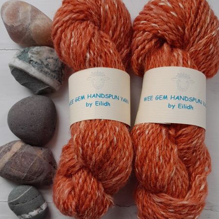 Hand Spun Yarn - Shetland Wool & Soy Bean Fibre - Orange Pumpkin