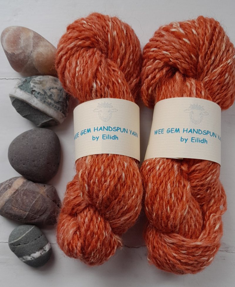 Hand Spun Yarn - Shetland Wool & Soy Bean Fibre - Orange Pumpkin