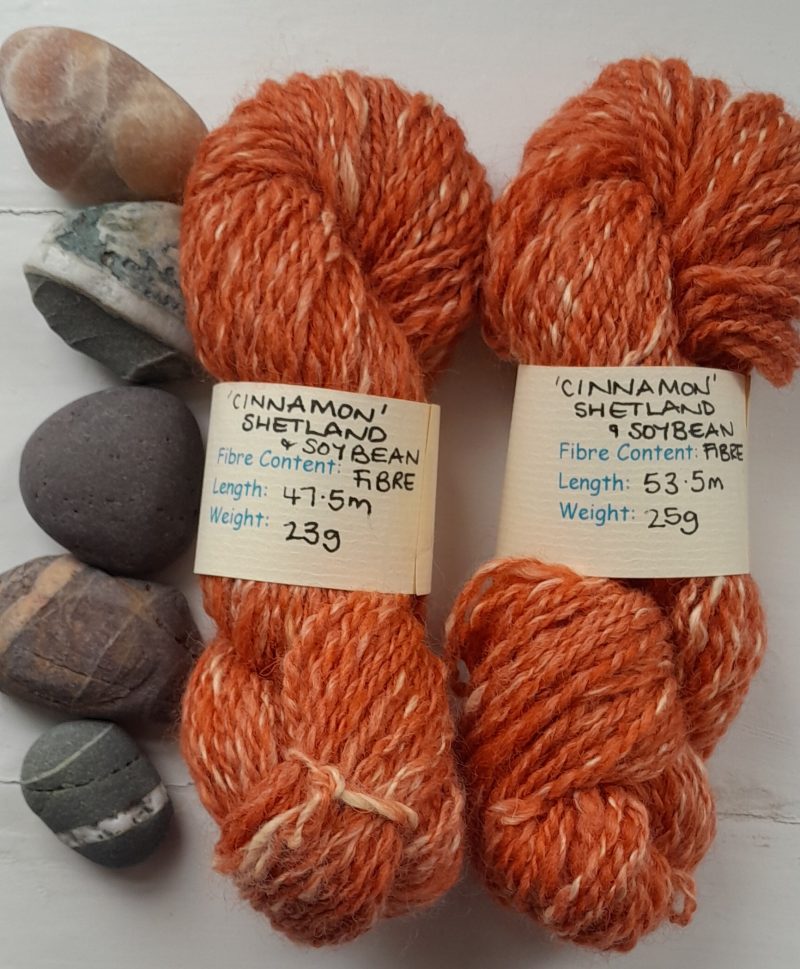 Hand Spun Yarn - Shetland Wool & Soy Bean Fibre - Orange Pumpkin