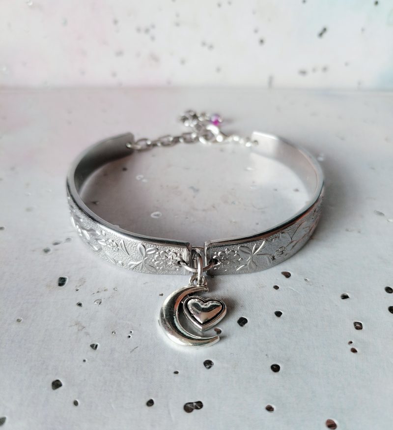 Handmade Floral Spoon Handle Bracelet with Custom Charm Options