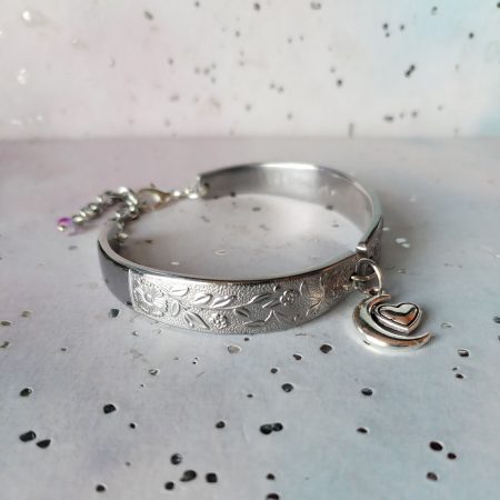 Handmade Floral Spoon Handle Bracelet with Custom Charm Options