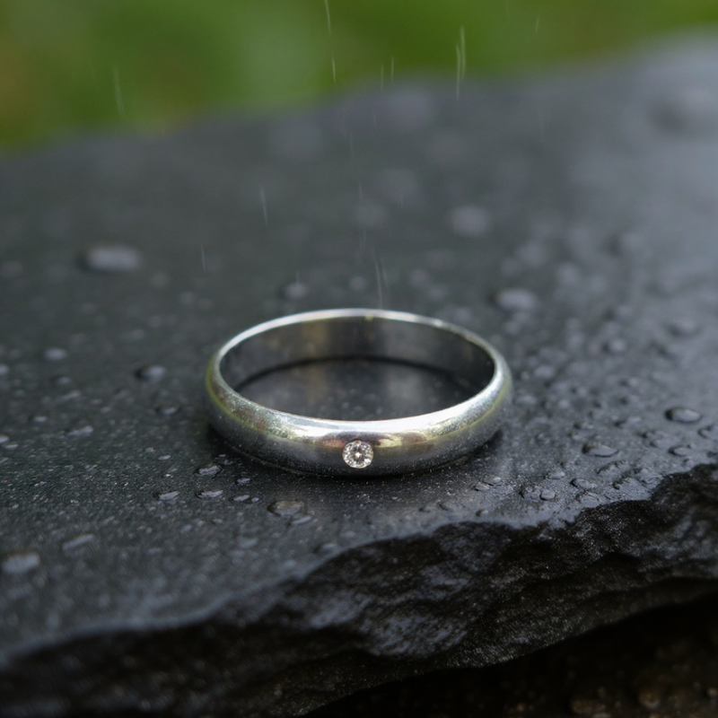 Silver Flush Set Gemstone Ring