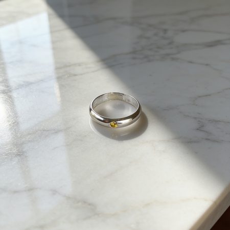 Silver Flush Set Gemstone Ring
