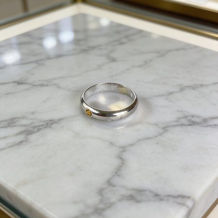 Silver Flush Set Gemstone Ring