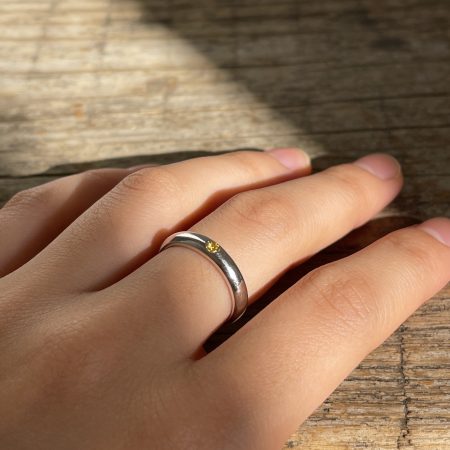 Silver Flush Set Gemstone Ring