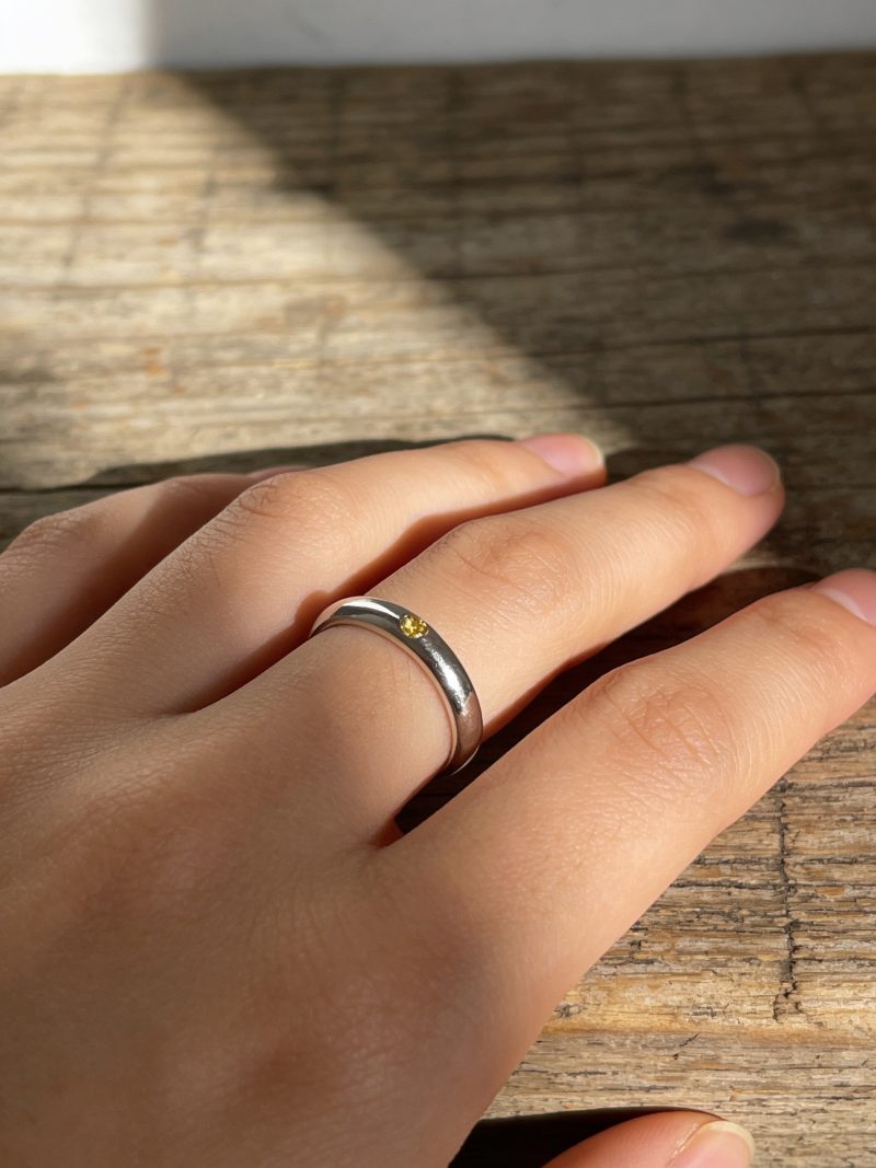 Silver Flush Set Gemstone Ring