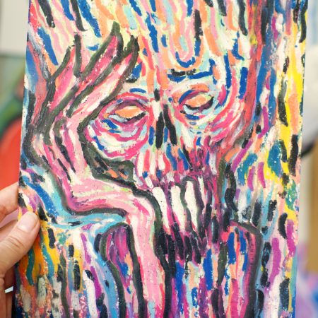 Wondering – Original Surreal Monster Oil Pastel Art