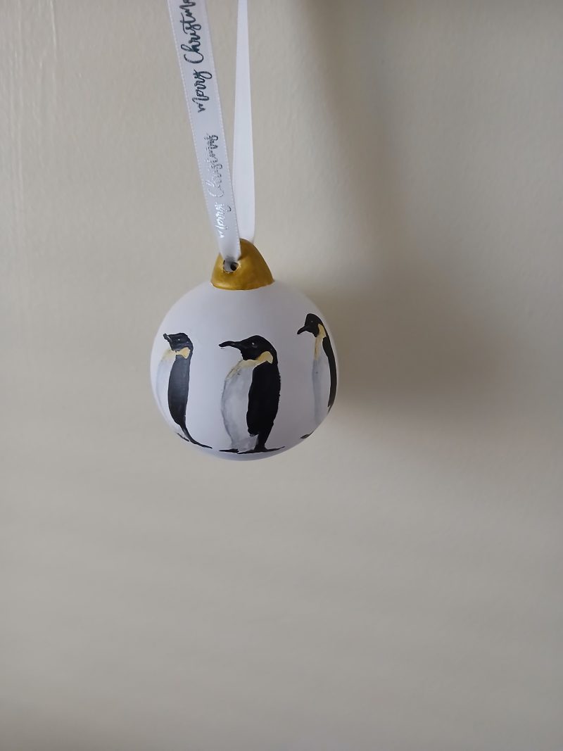 Penguin Handpainted Christmas bauble