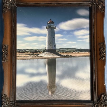 Telacre Lighthouse – 10" ×8" in wooden frame