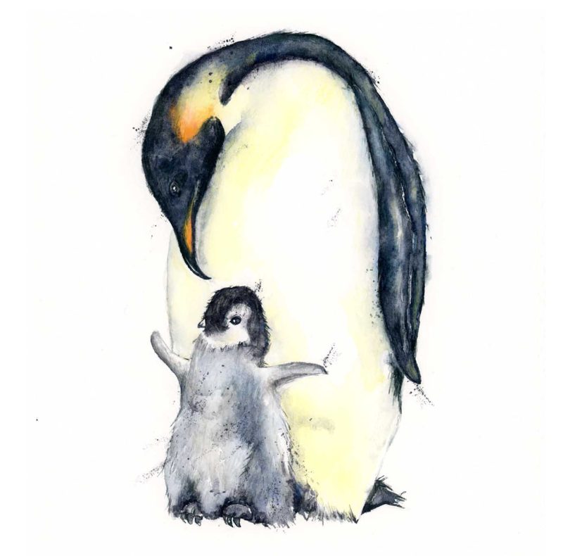 ‘Eddie & Son’ Emperor Penguins Greeting Card