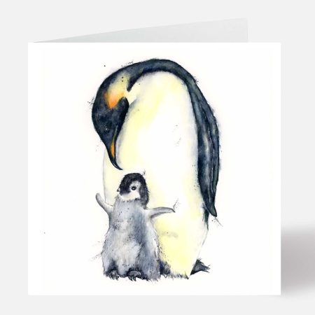 ‘Eddie & Son’ Emperor Penguins Greeting Card