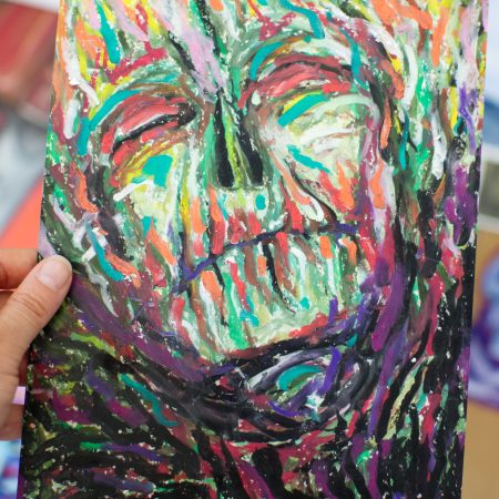 Burning Wood Spirit Original Oil Pastel, 17.9 × 27.7 cm