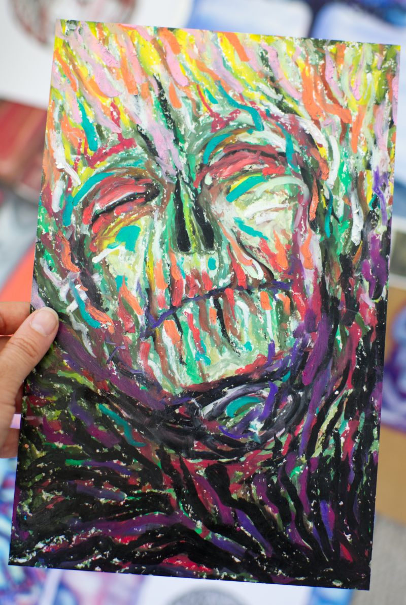 Burning Wood Spirit Original Oil Pastel, 17.9 × 27.7 cm