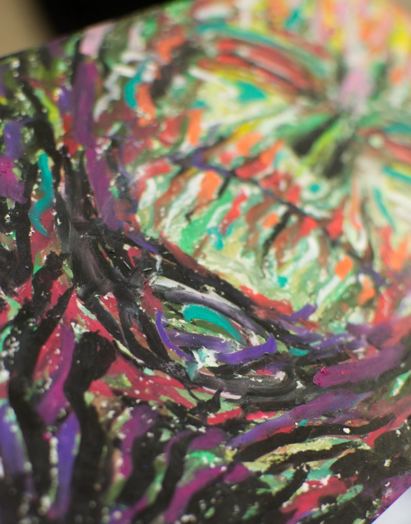 Burning Wood Spirit Original Oil Pastel, 17.9 × 27.7 cm