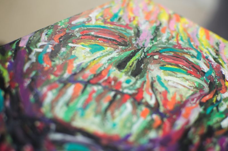 Burning Wood Spirit Original Oil Pastel, 17.9 × 27.7 cm