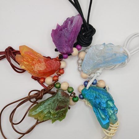 Arcane Artefacts: Elemental Spirit Shards – set of 5 crystal resin pendants | UV, glow | LARP, cosplay, theatre