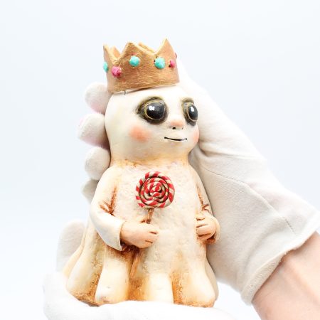 Handmade Paper Clay Sweetheart Ghost No. 5 Halloween Figure