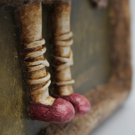 Handmade 3D Sculptural Portrait 'Rosalia Heartbloom' on Wooden Panel