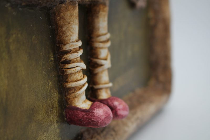 Handmade 3D Sculptural Portrait 'Rosalia Heartbloom' on Wooden Panel
