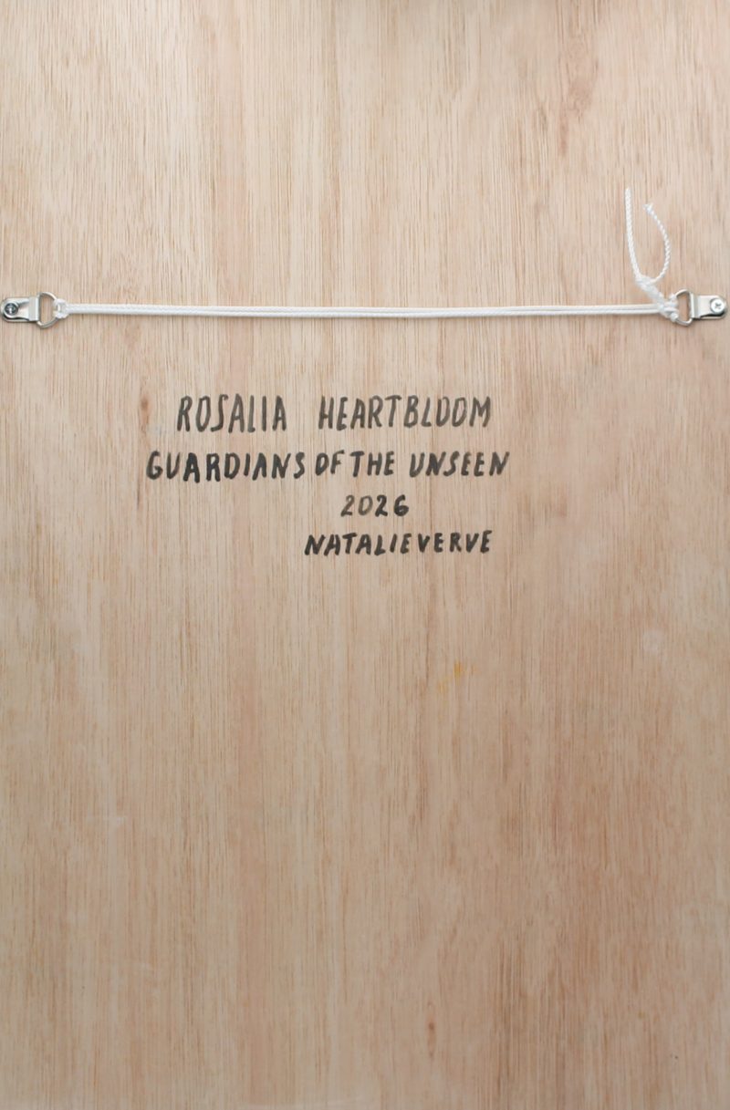 Handmade 3D Sculptural Portrait 'Rosalia Heartbloom' on Wooden Panel
