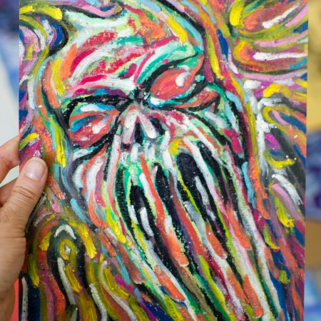 Wraith Original Oil Pastel Horror Fantasy Artwork 18.8 cm x 27.7 cm