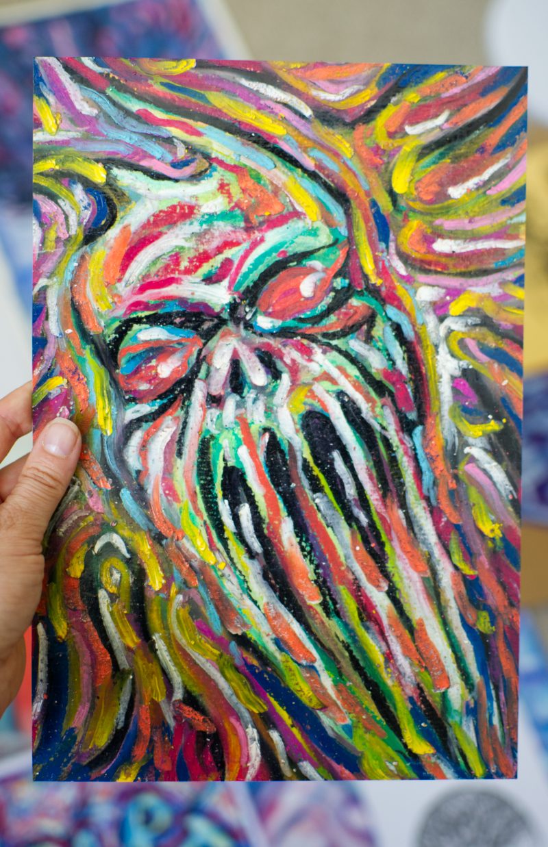 Wraith Original Oil Pastel Horror Fantasy Artwork 18.8 cm x 27.7 cm