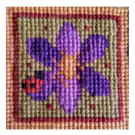 Flower and ladybird tapestry mini-kit to sew in counted cross-stitch