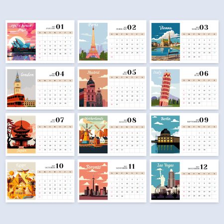 2027 Paint By Number Wall Calendar - Famous Buildings
