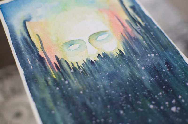 Forest Ghost Original Surrealistic Watercolour Painting A5